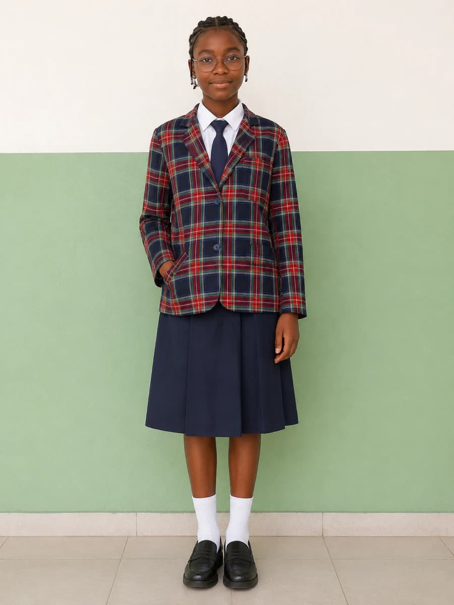 Élève portant la tenue officielle des filles du Lycée Privé International Berthe & Jean